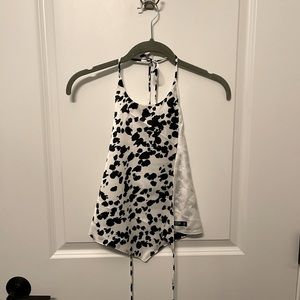 Cow print open back halter scarf top